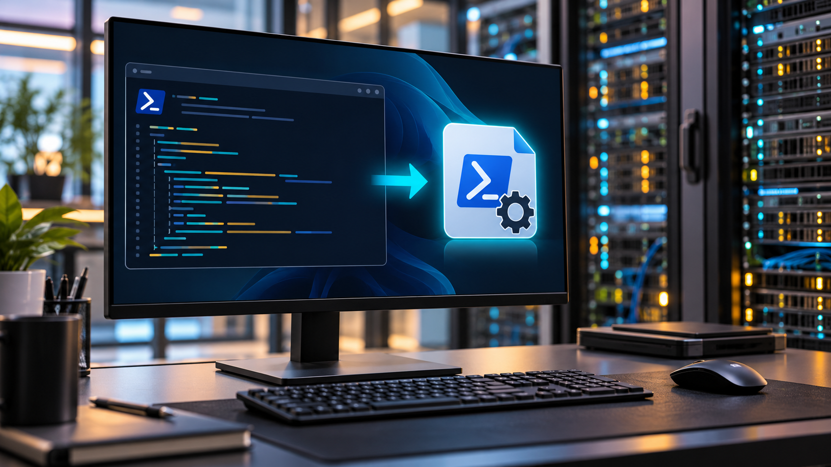PowerShell script being packaged as a Windows executable on an IT workstation
